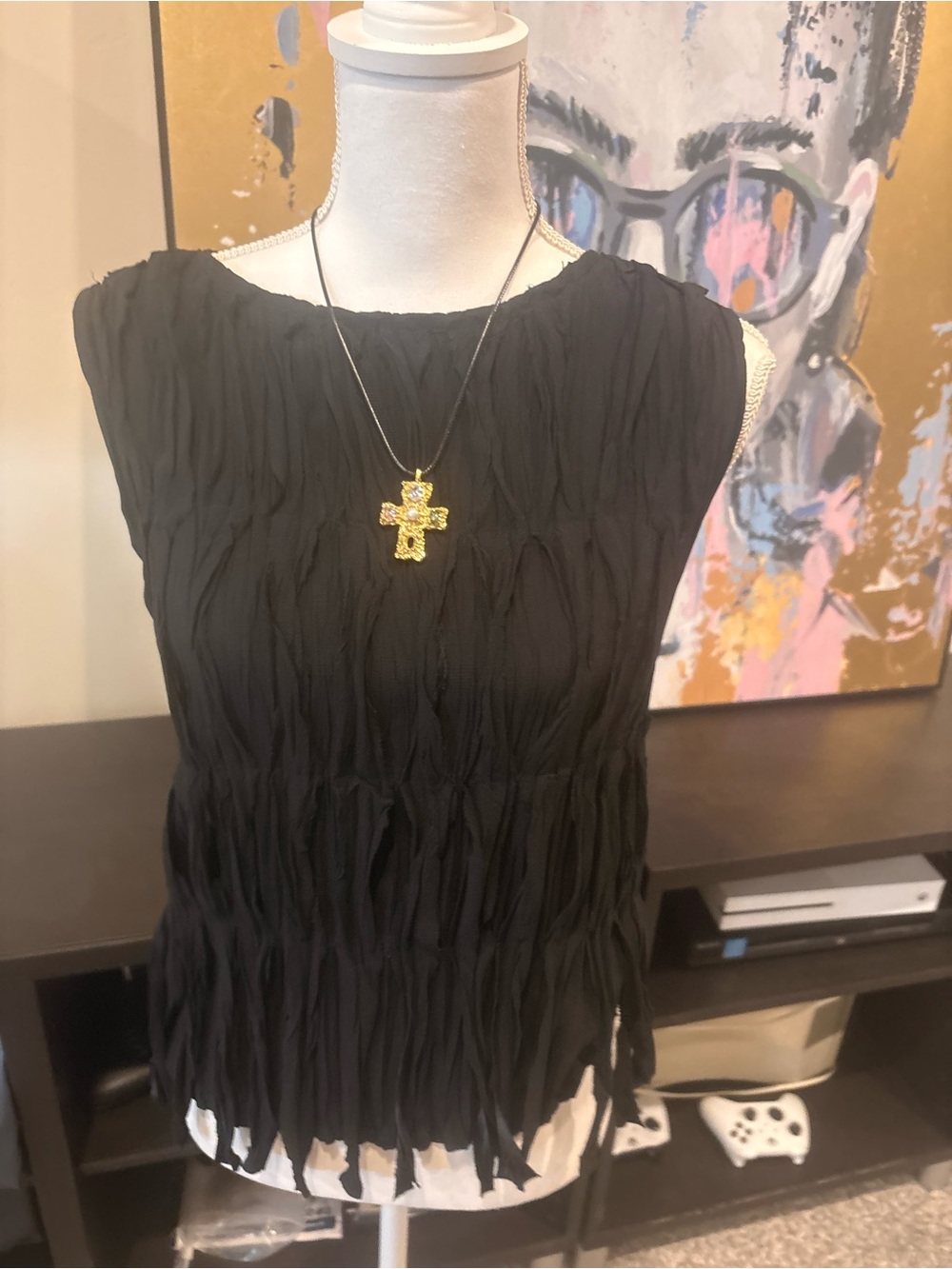 Black Sleeveless Crinkle Peplum Top Grunge EDM